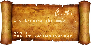 Czvitkovics Annamária névjegykártya